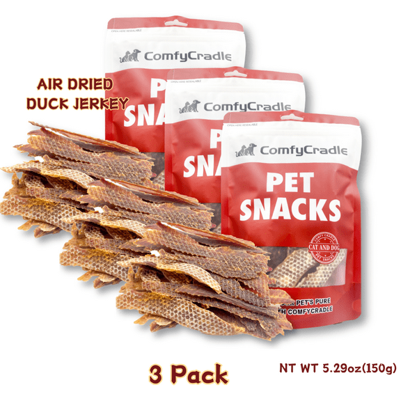 (3 Pack)Tender Touch Air-Dried Duck Jerky, Novel Protein Dog Treats, 5.29 oz