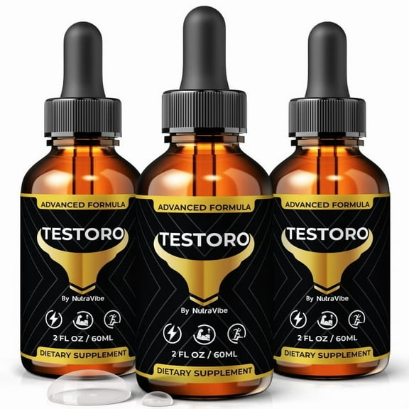 (3 Pack) Testoro Health Support with Natural Ingredients to Support Steady Energy, Stamina & Drive | Daily Formula in Easy-to-Take Drops, 30 Day Supply (90 Servings)