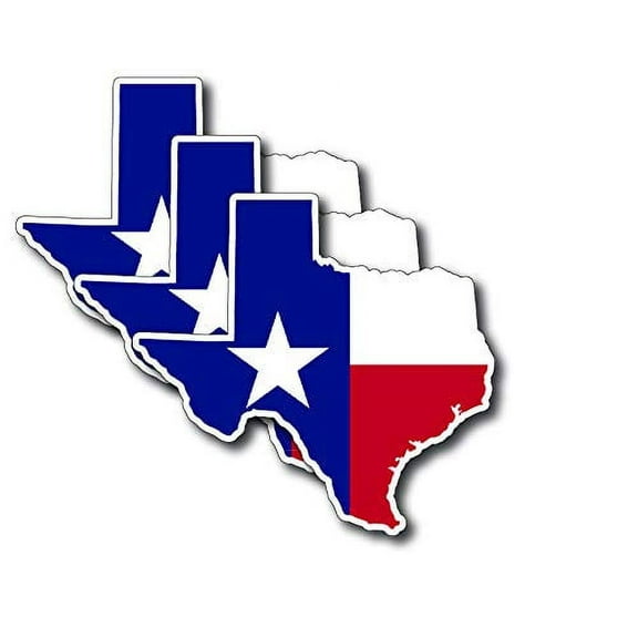 3 Pack Texas Shaped Lone Star State Flag Vinyl Decal Stickers Car Truck Graphic
