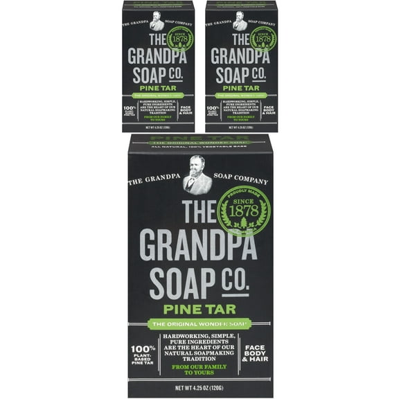 (3 Pack)The Grandpa Soap Pine Tar Bar Soap 4.25 oz