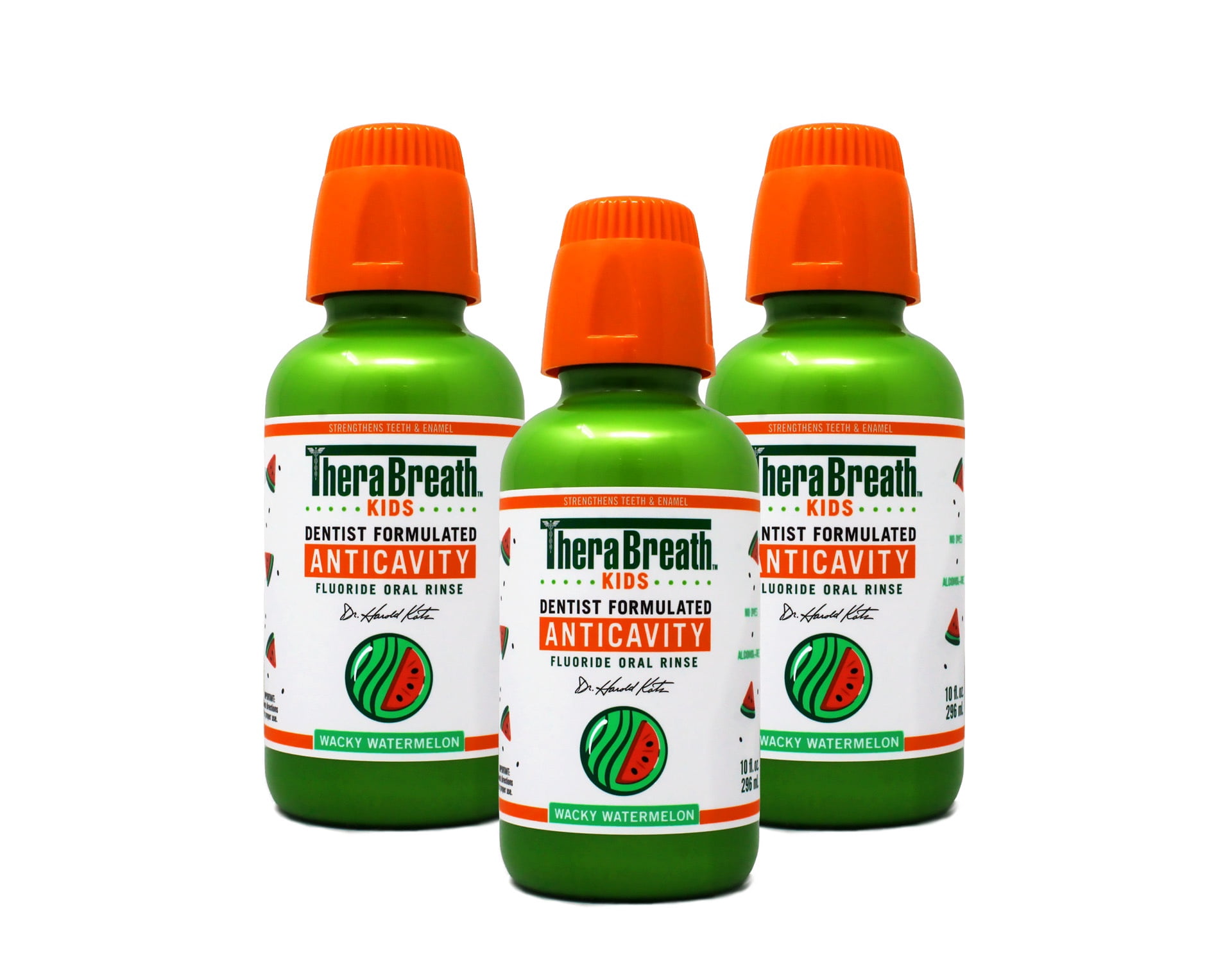 3 Pack - TheraBreath Kids Mouthwash with Fluoride, Organic Wacky Watermelon, Anticavity, 10 fl oz