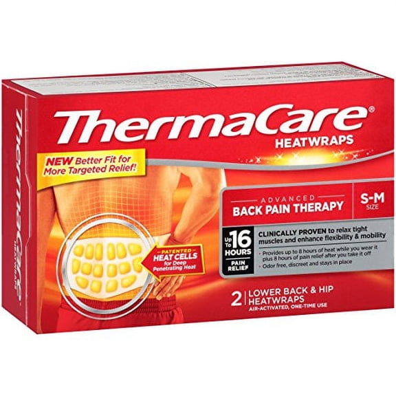 3 Pack Thermacare Heatwraps Lower Back and Hip S-m 2 Count Each
