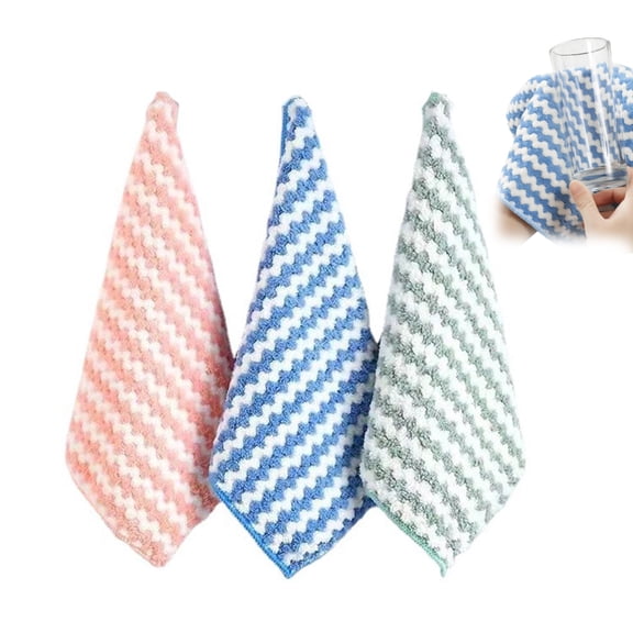 3 Pack Thick Microfiber Cleaning Cloth, Kitchen Towels for Dish Drying Washing, Absorbent Streak Free Lint Free Rags for Cleaning - 10" x 10"