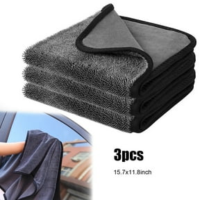 3 Pack Thickened Microfiber Car Cleaning Towels,Double-Sided High Absorbent Drying Cloth,Lint-Free Scratch-Free Towels for Auto Interior & Exterior Washing,11.8x15.7 Inches