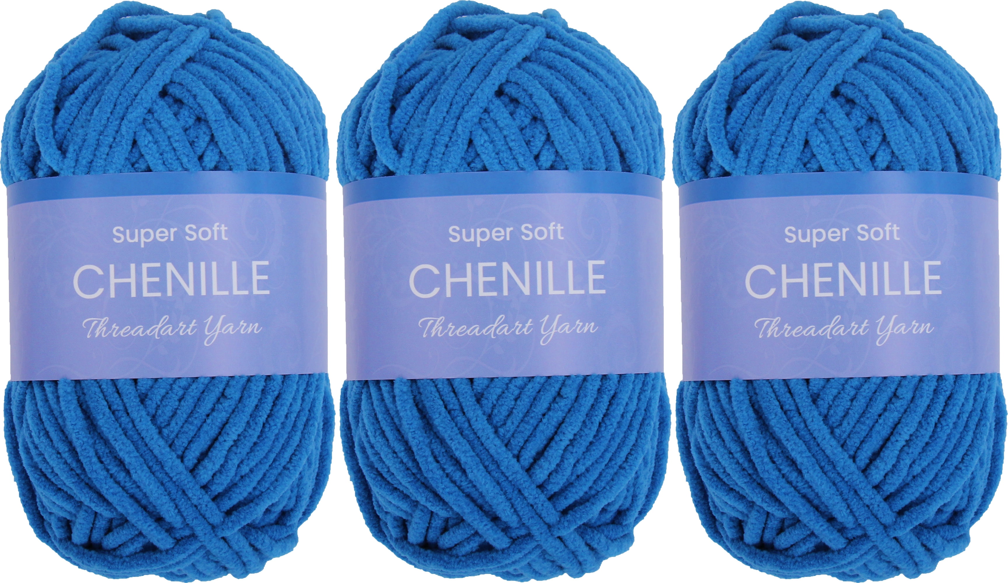 3 Pack ThreadArt Chenille Yarn for Crocheting, Knitting, Amigurumi ...