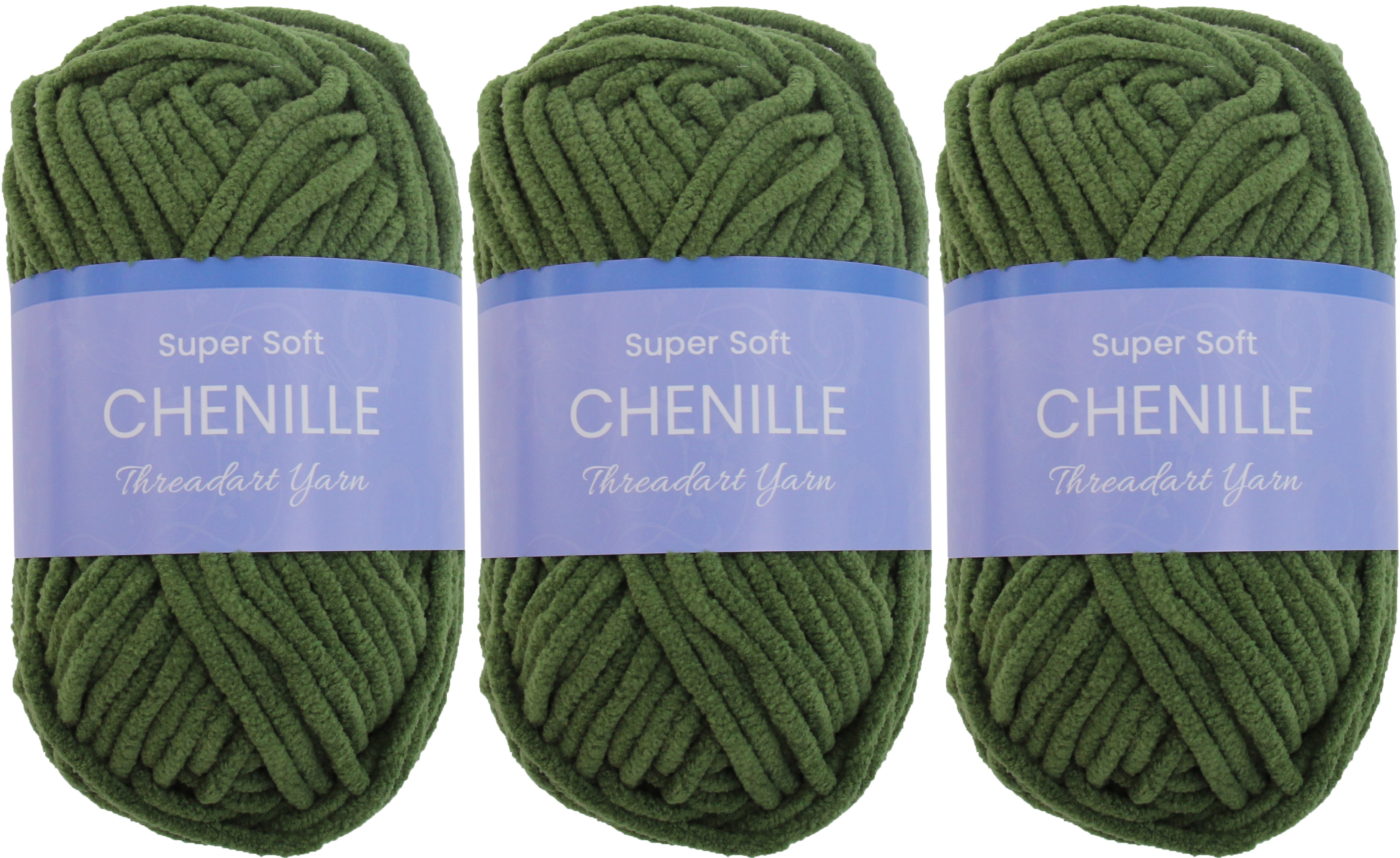 3 Pack ThreadArt Chenille Yarn for Crocheting, Knitting, Amigurumi ...