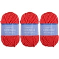 thumbnail image 1 of 3 Pack ThreadArt Chenille Yarn for Crocheting, Knitting, Amigurumi, Super Soft Plush Velvet Yarn - 50 Gram 60 yds #5 Fluffy Yarn Skeins - Red, 1 of 10