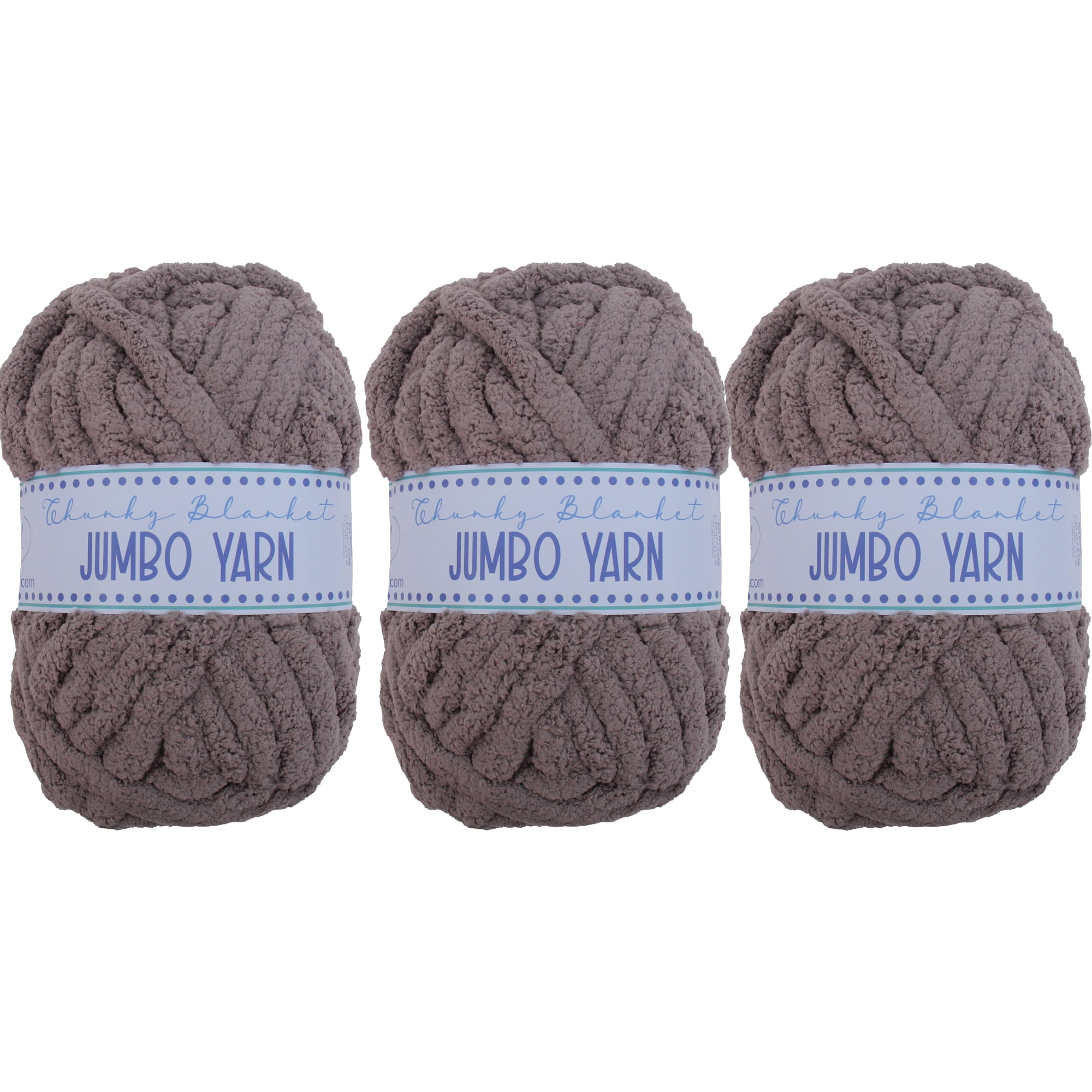 3 Pack ThreadArt Chunky Chenille Yarn for Hand Knitting – Jumbo Blanket Yarn, Soft Thick Polyester Chenille for Arm Knitting, DIY Throws, Pillows & Pet Beds – 26–27 Yards, 8 oz - Dark Grey