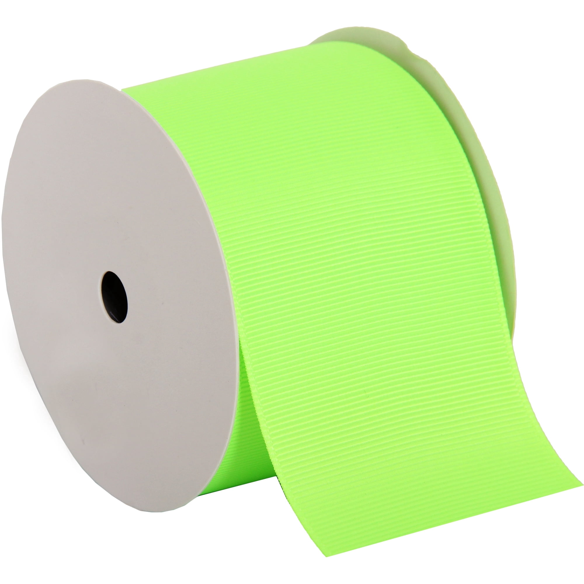 3 Pack Threadart Grosgrain Ribbon Rolls - 10 yd rolls - 4 Widths 25 Colors - Solid Colors Ribbed Pattern - For Bows, Decorations, Hair Clips, and More - 2 1/4" (2.25") width - Neon Green 544