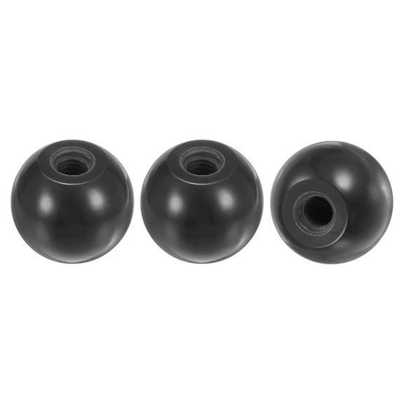 3-Pack Threaded Ball Knobs, M10 Female Thread 35mm Dia. Thermoset Phenolic Lever Handle [Black]