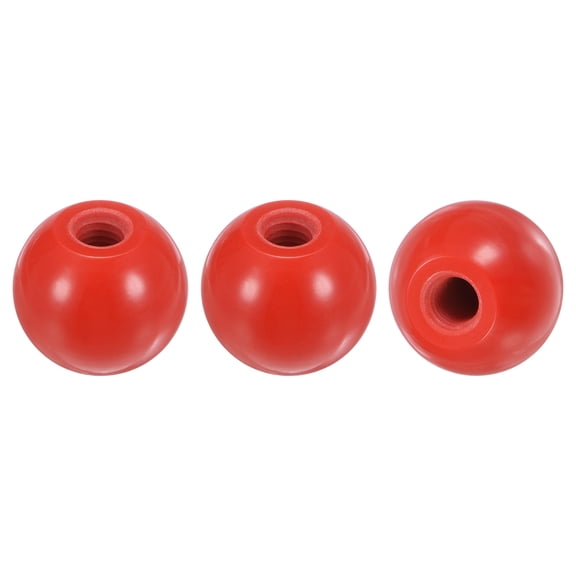 3-Pack Threaded Ball Knobs, M12 Female Thread 40mm Dia. Thermoset Phenolic Lever Handle [Red]