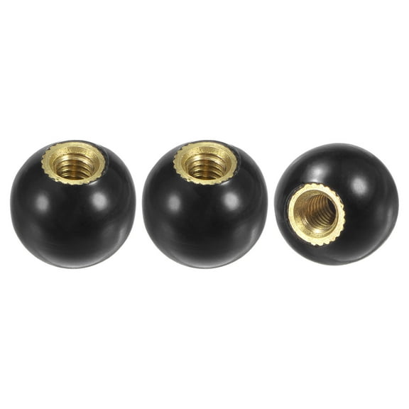 3-Pack Threaded Ball Knobs, M4 Female Thread 12mm Dia. Thermoset Phenolic Brass Insert Lever Handle [Black]