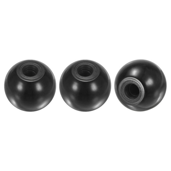 3-Pack Threaded Ball Knobs, M6 Female Thread 25mm Dia. Thermoset Phenolic Lever Handle [Black]