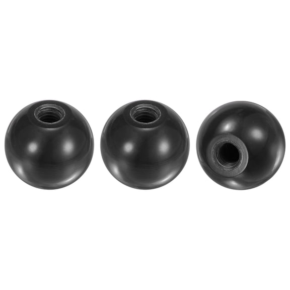3-Pack Threaded Ball Knobs, M8 Female Thread 30mm Dia. Thermoset Phenolic Lever Handle [Black]