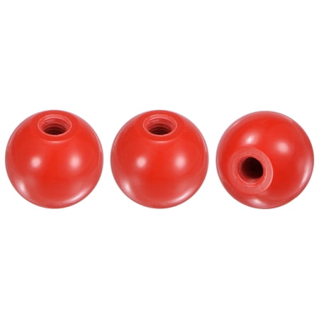 3-Pack Threaded Ball Knobs, M8 Female Thread 30mm Dia. Thermoset Phenolic Lever Handle [Red]