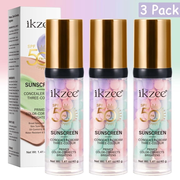 3 Pack Three-Color Skin Color Corrector Primer Before Makeup, One Step Moisturizing Makeup Primer, Water-Resistant, 1.41 oz