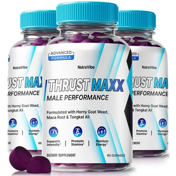 (3 Pack) Thrust Maxx Gummies  Official ThrustMaxx ME All-Natural Gummy for Physical Health & Well-Being, Gomitas for Energy, Vitality & Wellness Support, Thrust Max 2000 250 Reviews (180 Gummies)