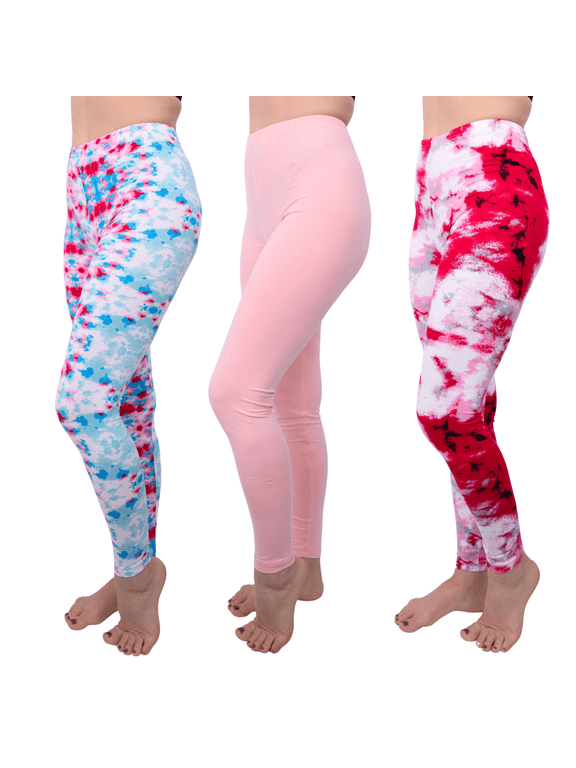[3 Pack] Tie Dye Leggings for Women Athletic Casual Lounge Yoga Pants 4-Way Stretch and Buttery Soft