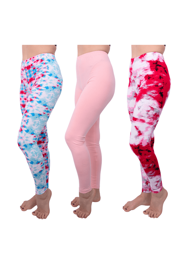 [3 Pack] Tie Dye Leggings for Women Athletic Casual Lounge Yoga Pants 4-Way Stretch and Buttery Soft