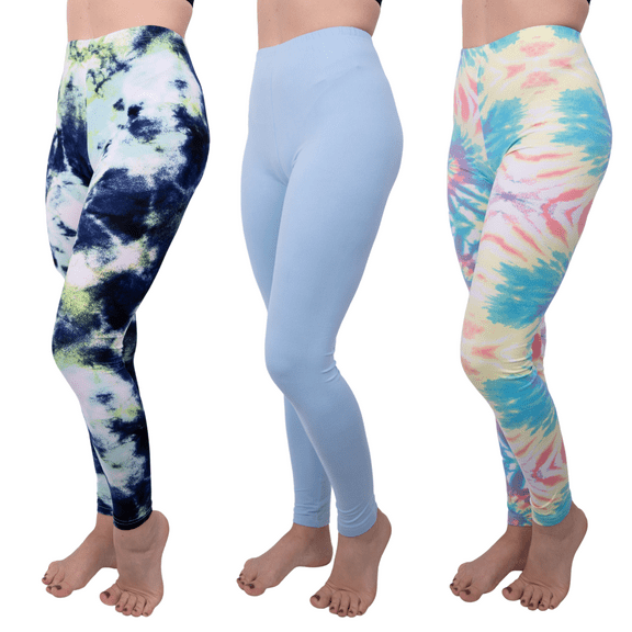 [3 Pack] Tie Dye Leggings for Women Athletic Casual Lounge Yoga Pants 4-Way Stretch and Buttery Soft