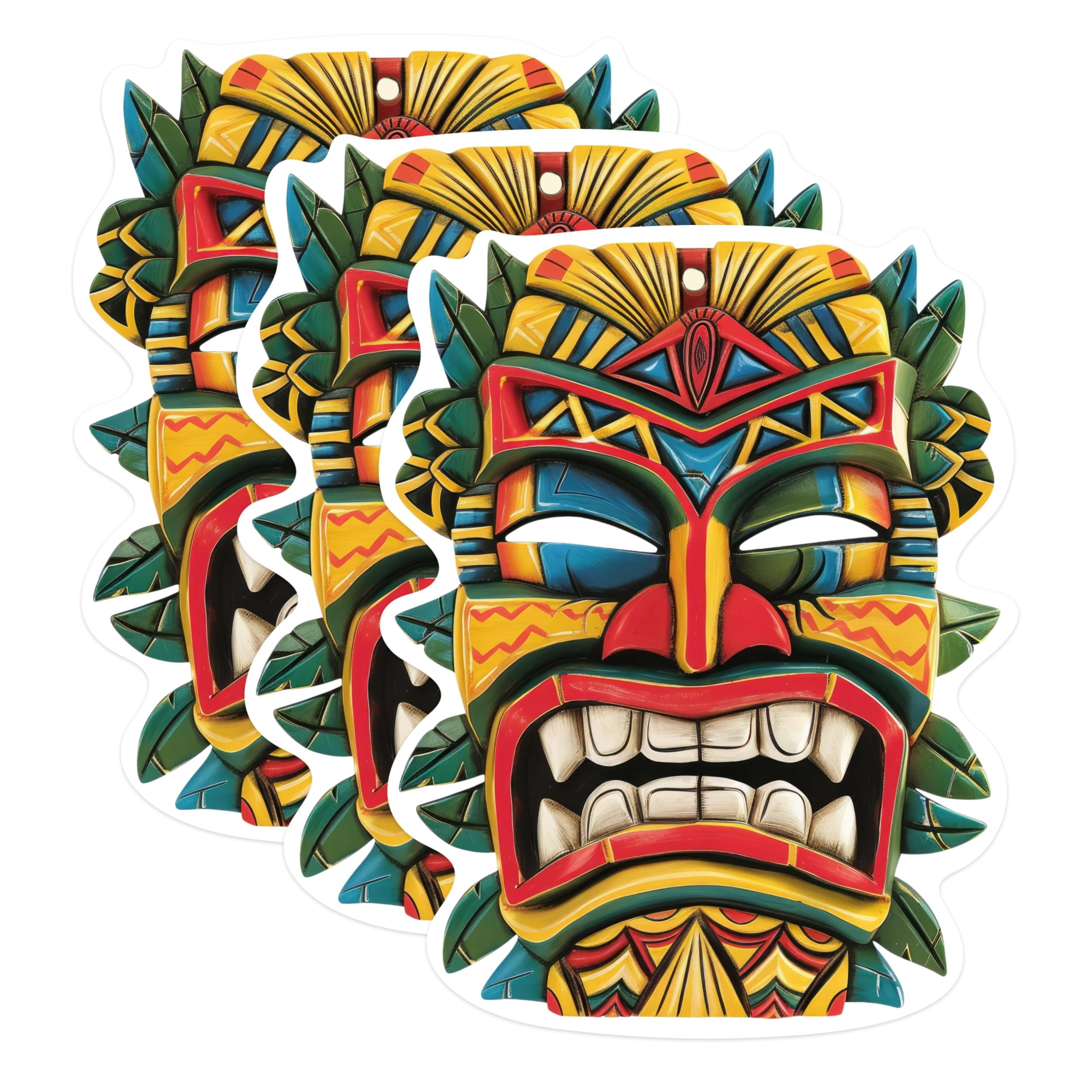 Tiki Notebook (3 Pack) Tiki Mask Decals - Hawaiian Decor - Laptop Decal - 3 Inches On ...