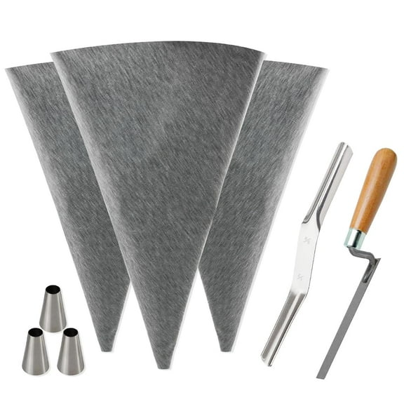 3 Pack Tile Grout Masonry Mortar Bag, 12" by 24" Heavy Duty Cement Sealer Bag, Grout Bag with Metal Tip, Mortar Bag Masonry, Grout Bag for Tile Installation, Grouting Bag (12x24 inch, Grey)