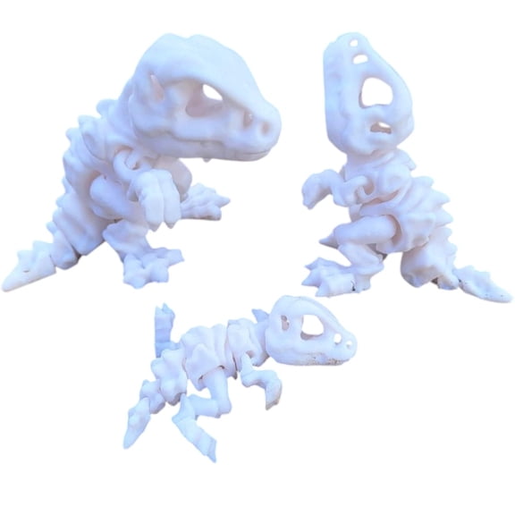 3-Pack Tiny Skeleton T-Rex Figurine  Poseable Dinosaur  Model  Prehistoric Collectible Desk Buddy & Gift  for Teens & Adults  3D Printed