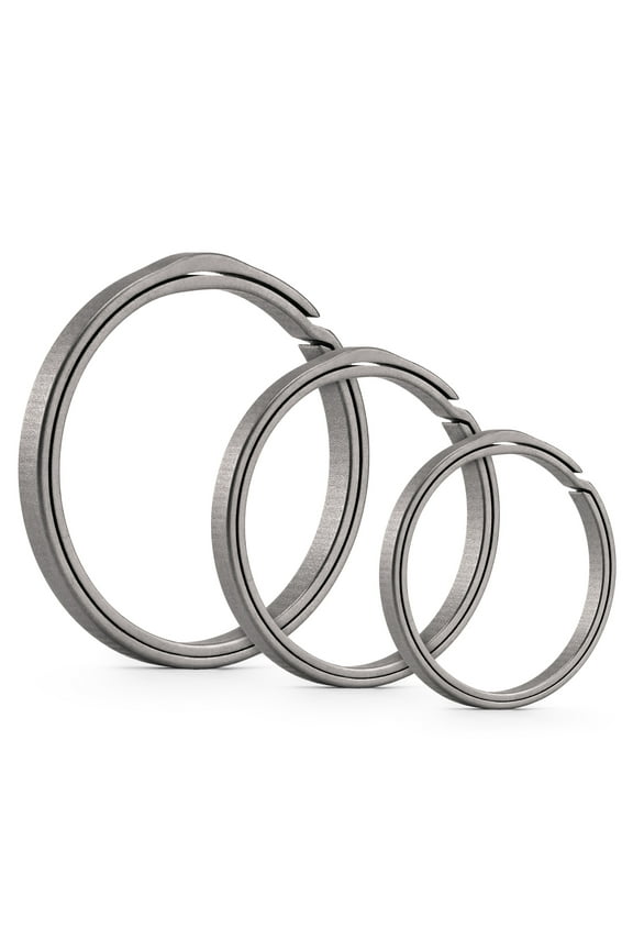 3 Pack Titanium Key Ring, Key Unity Split Ring Side Pushing Round Flat Keychain Keyring, KA21 (1.1''-1pc, 0.9''-1pc, 0.74''-1pc)