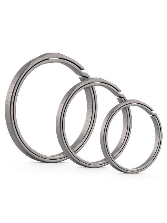 3 Pack Titanium Key Ring, Key Unity Split Ring Side Pushing Round Flat Keychain Keyring, KA21 (1.1''-1pc, 0.9''-1pc, 0.74''-1pc)