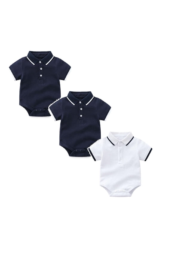 3-Pack Toddler Clothes for Boys Baby Bodysuit Comfortable Polo Backed Onesie Pajamas Baby Clothes Unisex