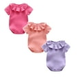 thumbnail image 1 of 3-Pack Toddler Girl Clothes Baby Bodysuit Summer Outfit Breathable Ruffle Collar Romper Pajamas Jumpsuit Gender Neutral Baby Clothes, 1 of 5