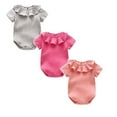 thumbnail image 1 of 3-Pack Toddler Girl Clothes Bodysuit Cotton Ruffle Collar Romper Pajamas Jumpsuit Clothes, 1 of 5