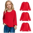 thumbnail image 1 of 3 Pack Toddler Girls Cotton T-Shirts Kids Soft Casual Crewneck Top Boys Basic Solid Long Sleeve Tees for 1-11 Years, 1 of 7