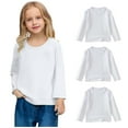 thumbnail image 1 of 3 Pack Toddler Girls Cotton T-Shirts Kids Soft Casual Crewneck Top Boys Basic Solid Long Sleeve Tees for 1-11 Years, 1 of 7