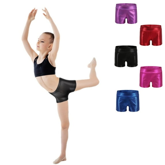 3 Pack Toddler Little Girls Glitter Athletic Gymnastics Shorts, ESHOO Big Girls Sparkle Ballet Dance Shorts 3-14 Years