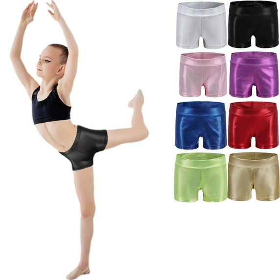 3 Pack Toddler Little Girls Glitter Athletic Gymnastics Shorts, Uccdo Big Girls Sparkle Ballet Dance Shorts 3-14 Years