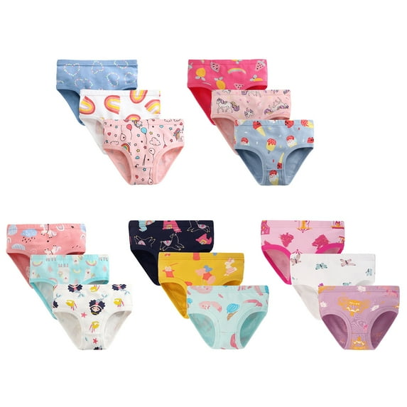 3 Pack Toddler Little Girls Panties 100% Cotton Brief Underwear Undies,4-10T