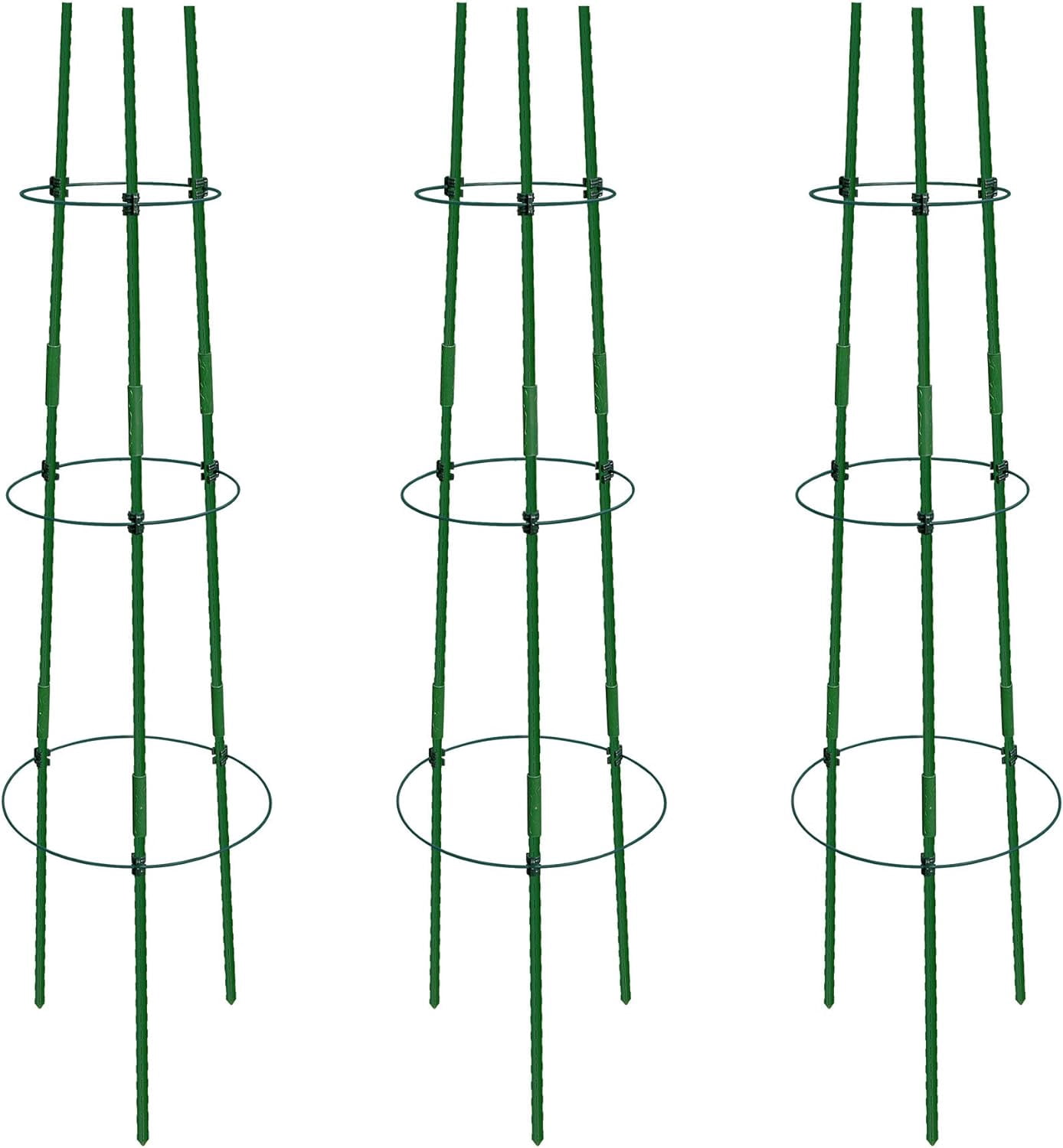 3-Pack Tomato Cage, Plants Support, Trellis Climbing Ring Cage, Stand for Pepper Eggplant Tomato Flowers