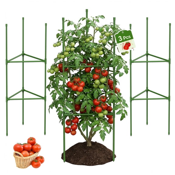 3 Pack Tomato Cage for Garden, Up to 48 Inch Tomato Trellis for Raised Garden Bed, Plant Stakes for Pots, Durable Tomato Plant Support Garden Stakes for Climbing Plants