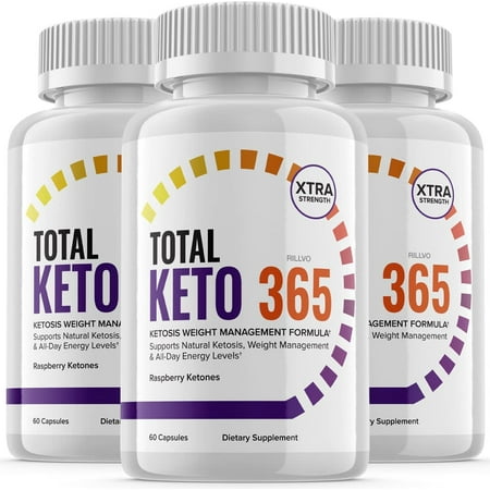 3 Pack Total Keto 365 Pills 800mg Advanced Ketogenic Formula 180 Capsules