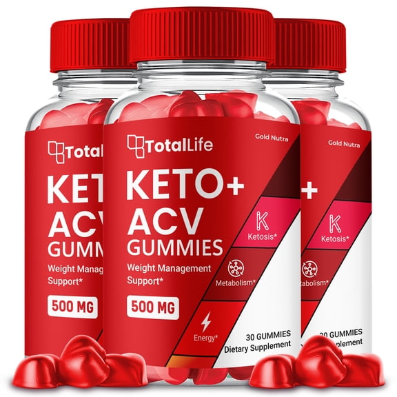 (3 Pack) TotalLife Keto ACV Gummies, Apple Cider Vinegar, Max Strength, 3 Month Supply Dietary Supplement, Made in USA