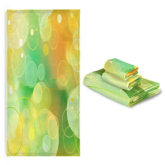 3 Pack Towel Set with Bath Towels, Hand Towels & Washcloths for Everyday Use Light Yellow Round