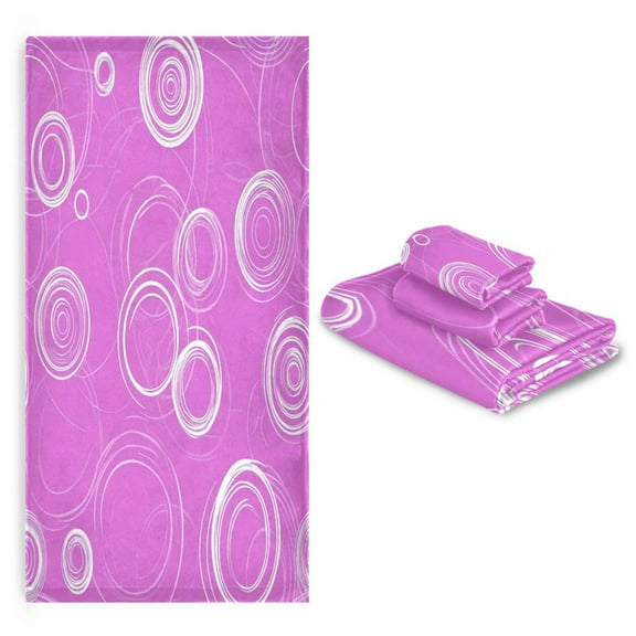 3 Pack Towel Set with Bath Towels, Hand Towels & Washcloths for Everyday Use Purple Circles and Swirls