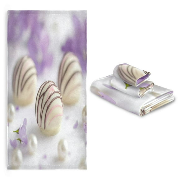 3 Pack Towel Set with Bath Towels, Hand Towels & Washcloths for Everyday Use White Chocolate Truffles