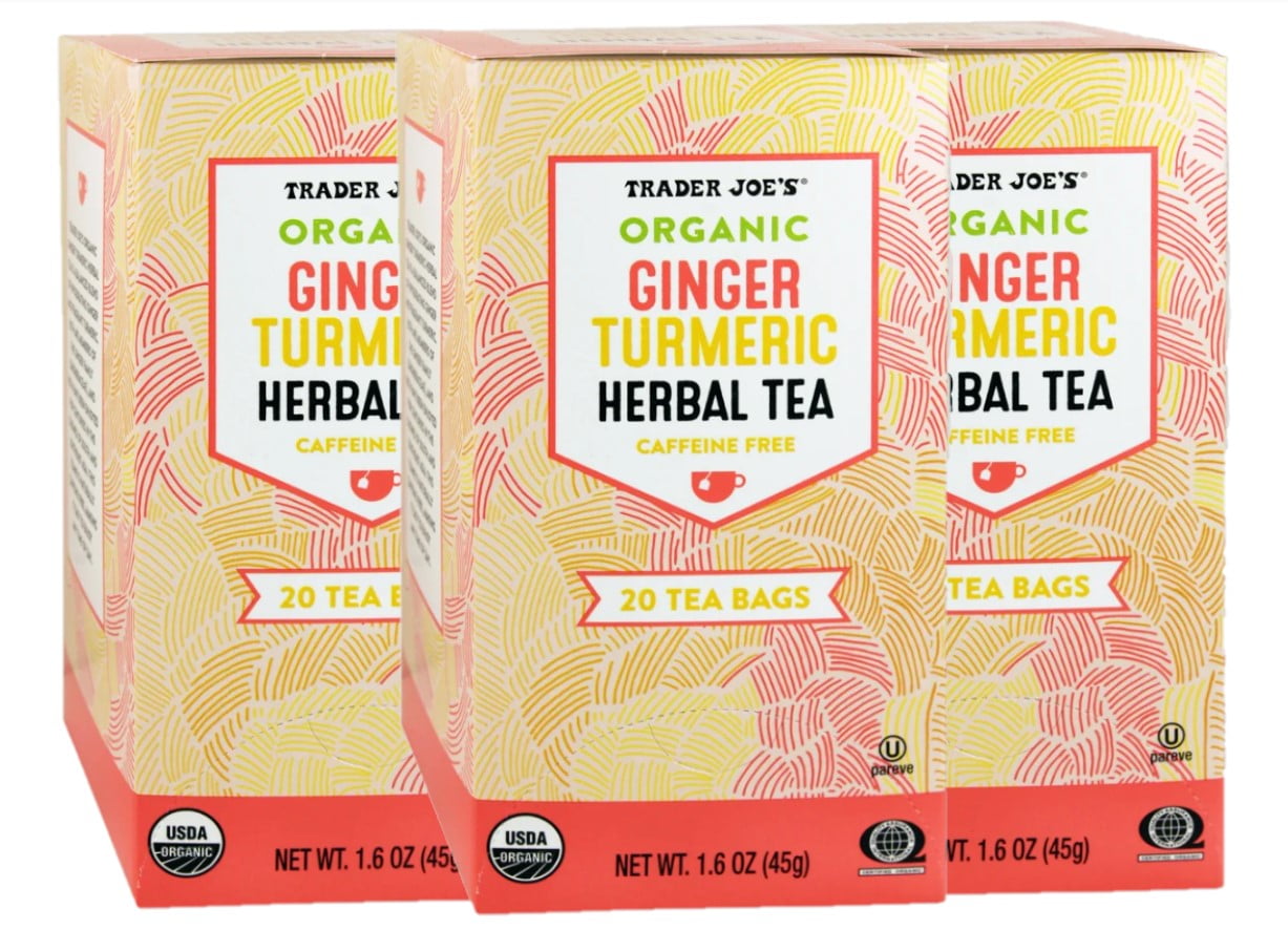 3 Pack Trader Joe's Organic Ginger Turmeric Herbal Tea, 20 Bags