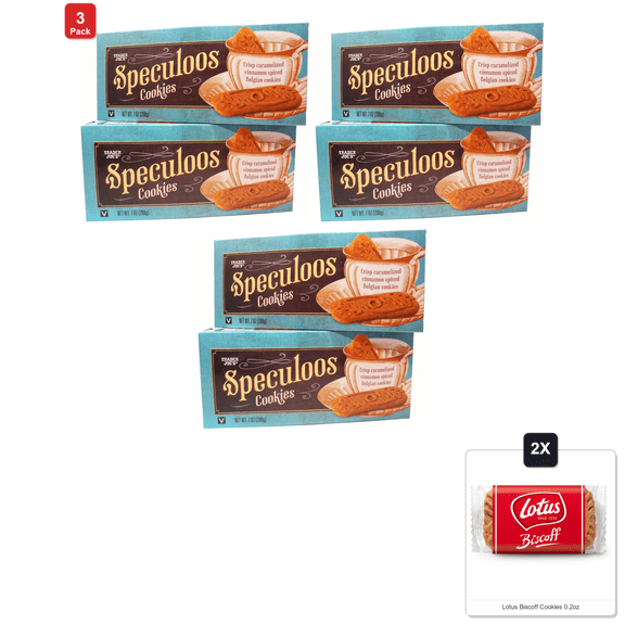 3 Pack | Trader Joes Speculoos Cookies (2 Boxes) & 2x Lotus Biscoff Cookies 0.2oz