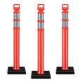 Rubber Based Posts 3 Pack Traffic Delineator Post with Rubber Base, Reflective Strips ...