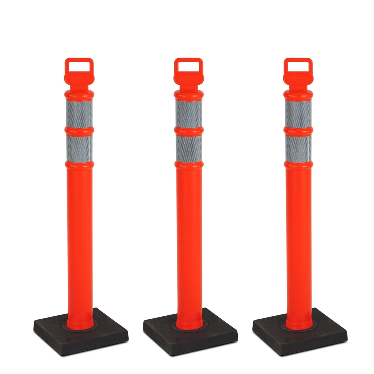3 Pack Traffic Delineator Posts - Delineators Post with Rubber Base ...