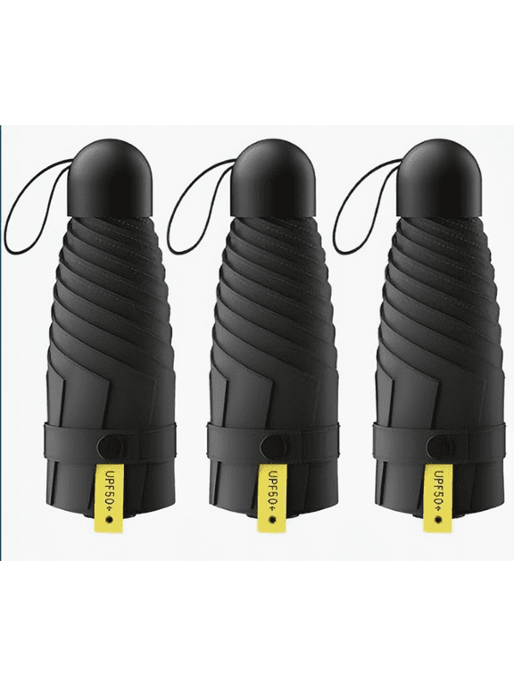 3 Pack Travel Mini Umbrella Small Compact, Portable Umbrella with UPF 50+ UV Protection, Rainproof & Sunproof Folding Umbrella, Lightweight for Backpack, Purse, or Pocket