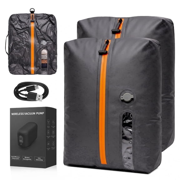 (3 Pack) Compression Bags for Travel with Pump, 22L Travel Vacuum Bags for Clothes, IPX8 Waterproof Reusable Compression Kit for Suitcase, Backpack & Home Storage